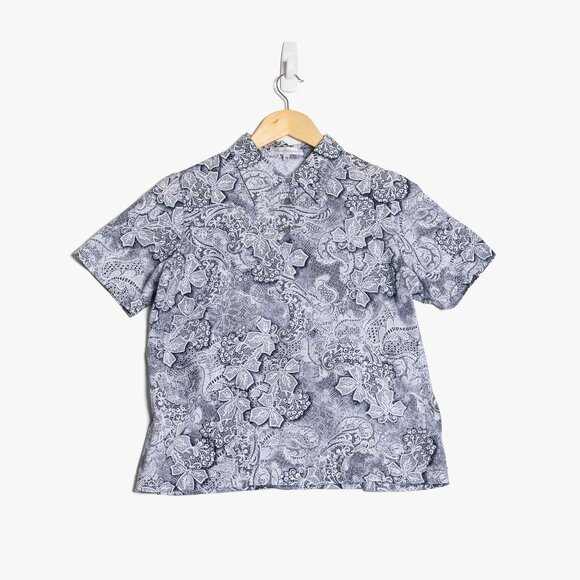Balla Valentina Womens Small Floral Button Up Shirt Blue - Picture 1 of 5